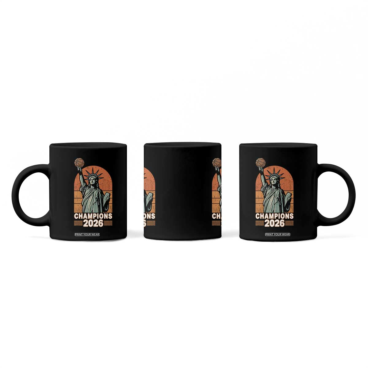 Vintage Statue Of Liberty Basketball Coffee Mug Champions 2026 New York Fan Gift