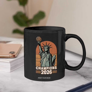 Vintage Statue Of Liberty Basketball Coffee Mug Champions 2026 New York Fan Gift