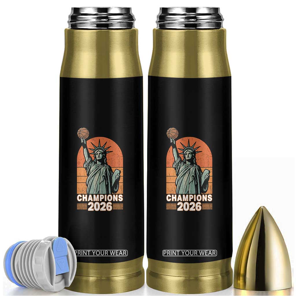 Vintage Statue Of Liberty Basketball Bullet Tumbler Champions 2026 New York Fan Gift TS12 Black Print Your Wear
