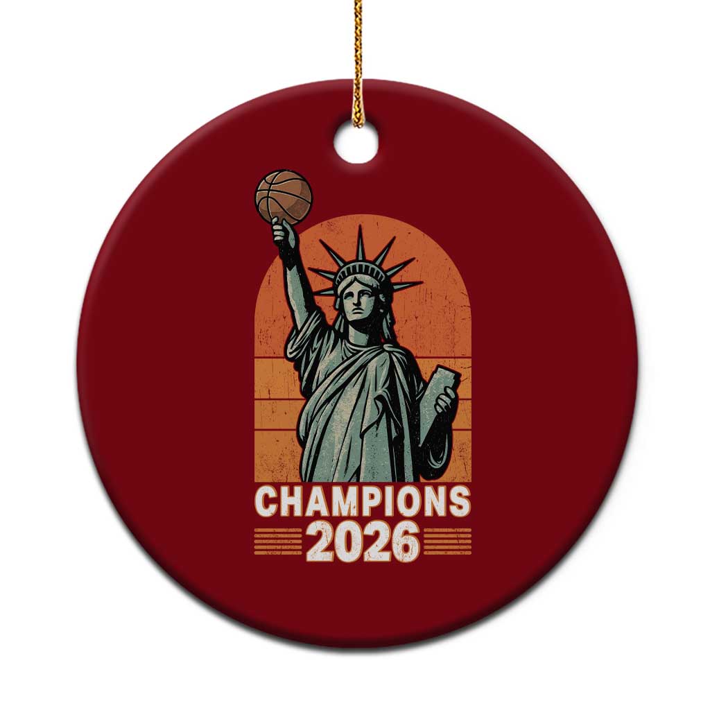 Vintage Statue Of Liberty Basketball Ceramic Ornament Champions 2026 New York Fan Gift