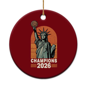 Vintage Statue Of Liberty Basketball Ceramic Ornament Champions 2026 New York Fan Gift