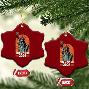 Vintage Statue Of Liberty Basketball Ceramic Ornament Champions 2026 New York Fan Gift
