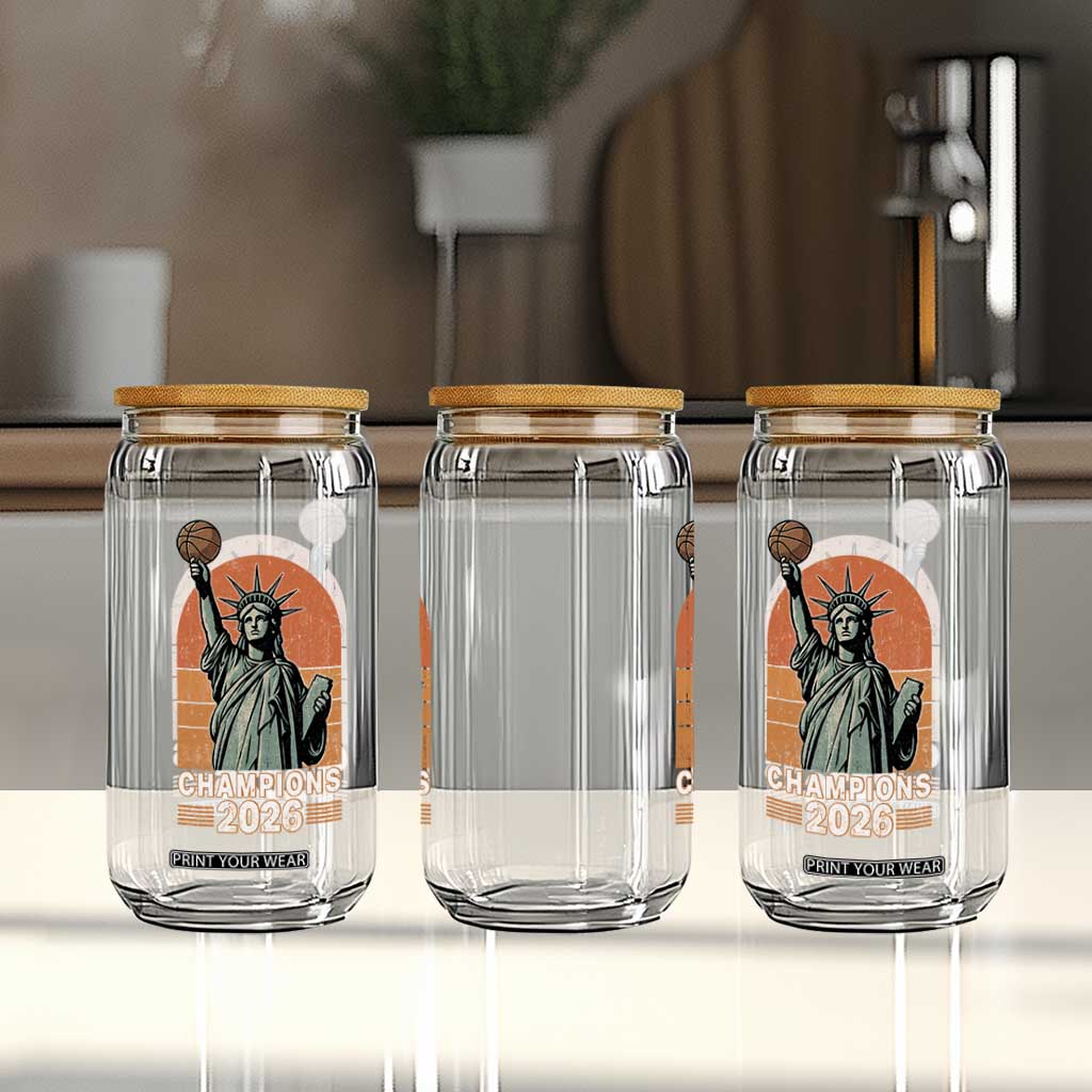 Vintage Statue Of Liberty Basketball Glass Can Champions 2026 New York Fan Gift
