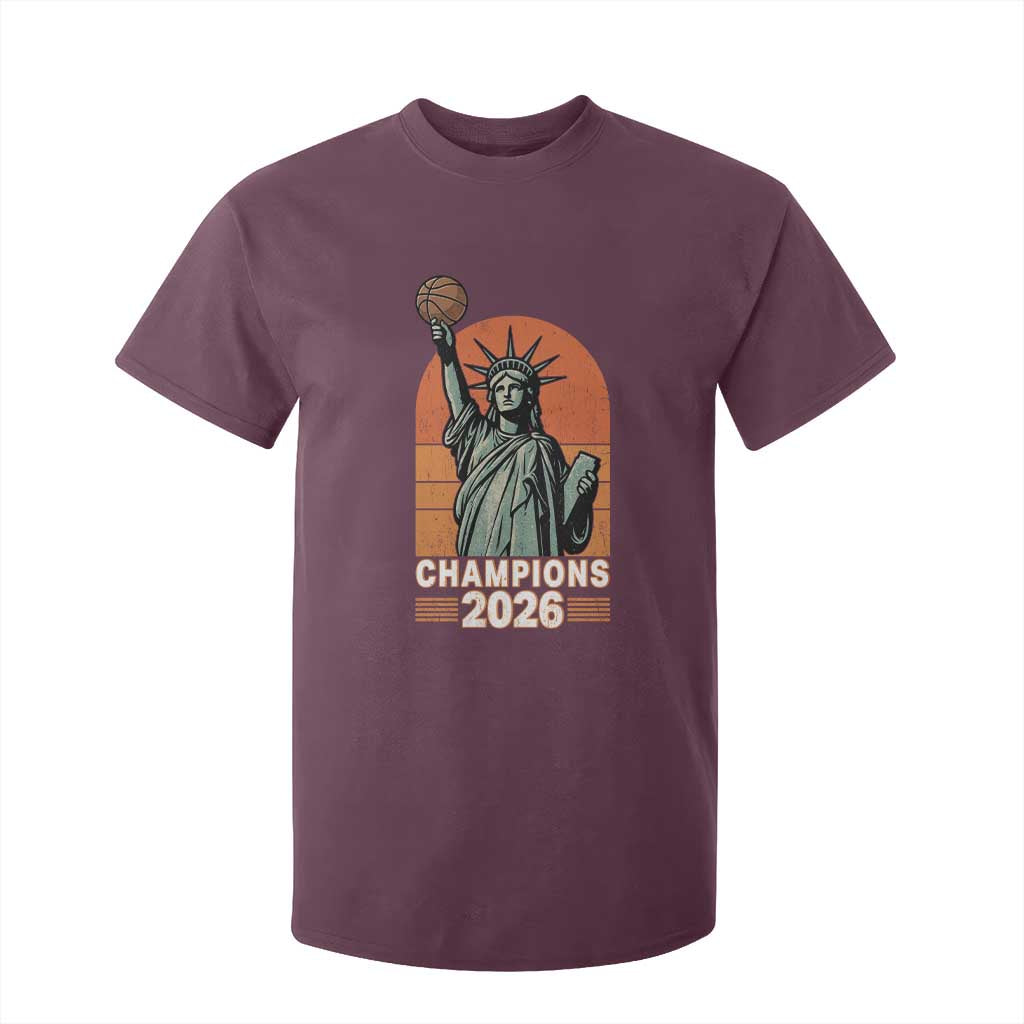 Vintage Statue Of Liberty Basketball T Shirt For Kid Champions 2026 New York Fan Gift