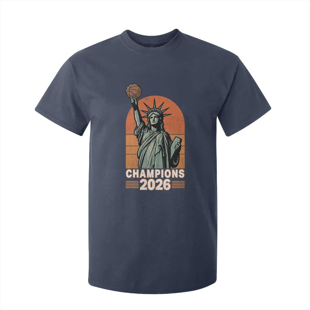 Vintage Statue Of Liberty Basketball T Shirt For Kid Champions 2026 New York Fan Gift