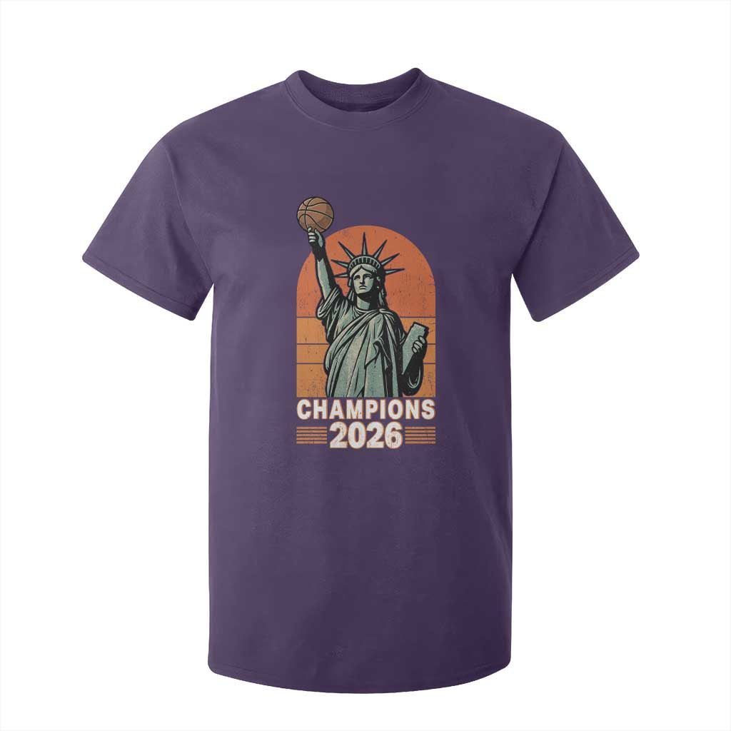 Vintage Statue Of Liberty Basketball T Shirt For Kid Champions 2026 New York Fan Gift