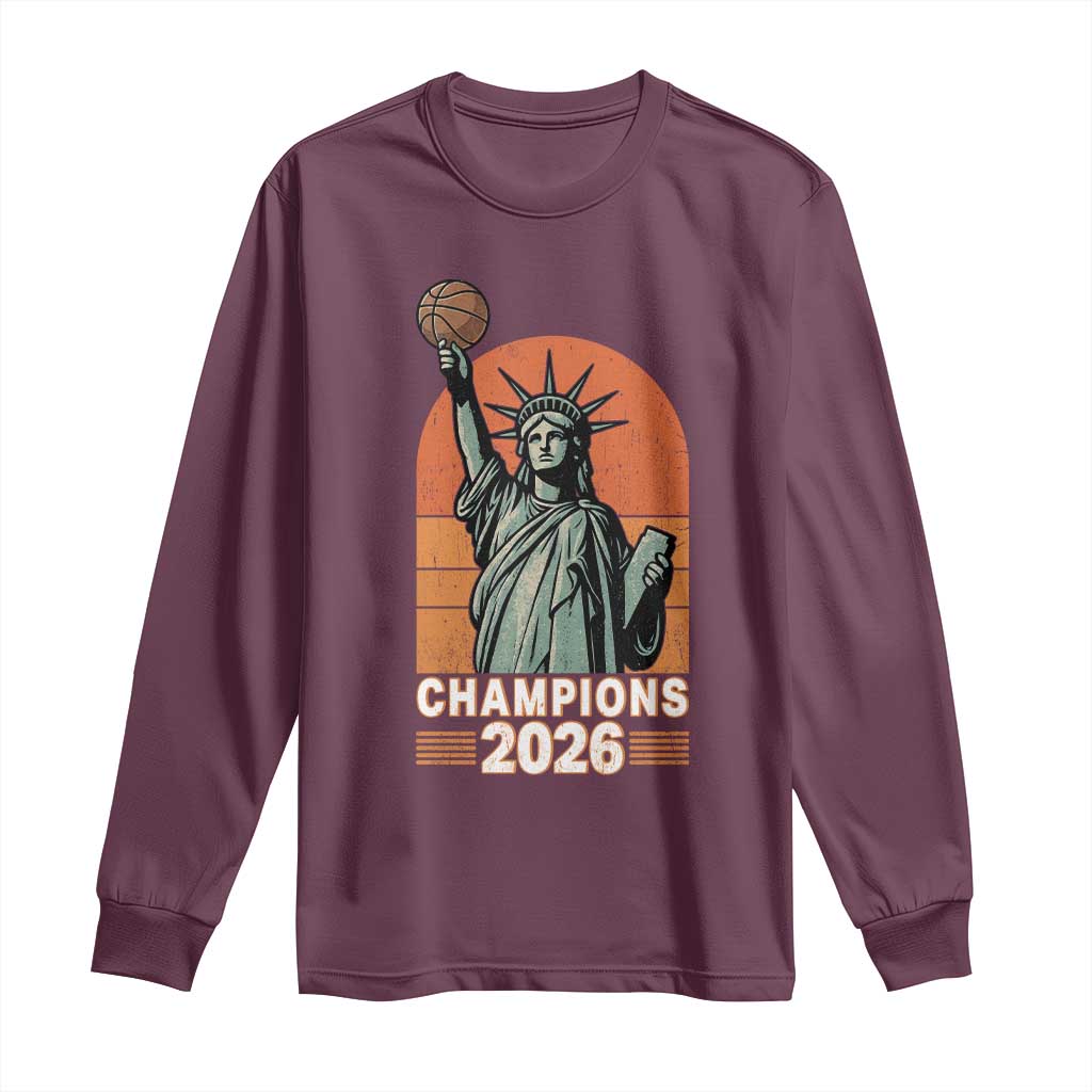 Vintage Statue Of Liberty Basketball Long Sleeve Shirt Champions 2026 New York Fan Gift