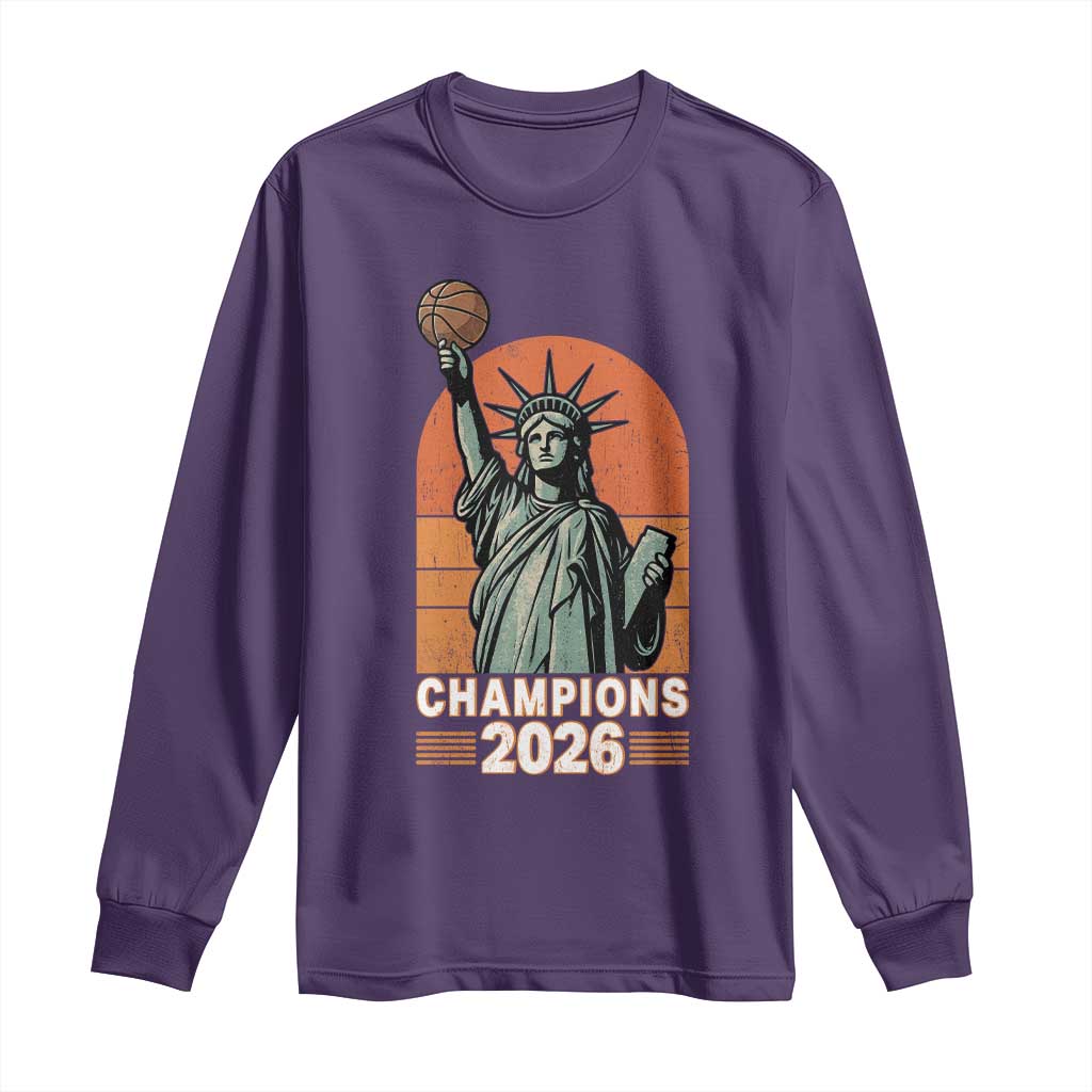 Vintage Statue Of Liberty Basketball Long Sleeve Shirt Champions 2026 New York Fan Gift