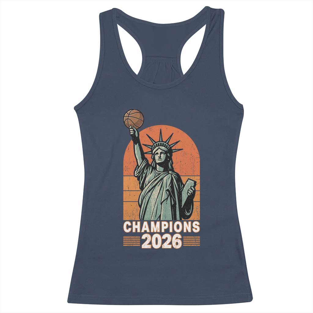 Vintage Statue Of Liberty Basketball Racerback Tank Top Champions 2026 New York Fan Gift