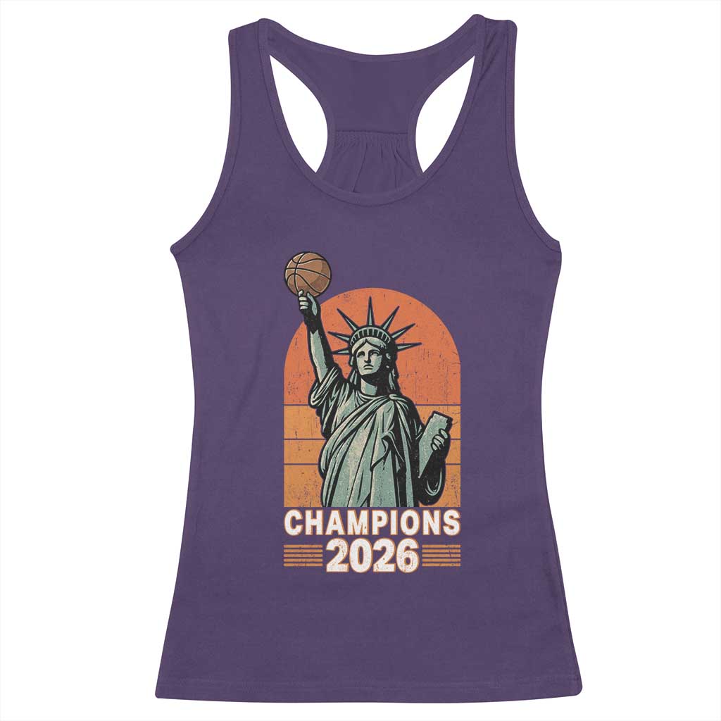 Vintage Statue Of Liberty Basketball Racerback Tank Top Champions 2026 New York Fan Gift
