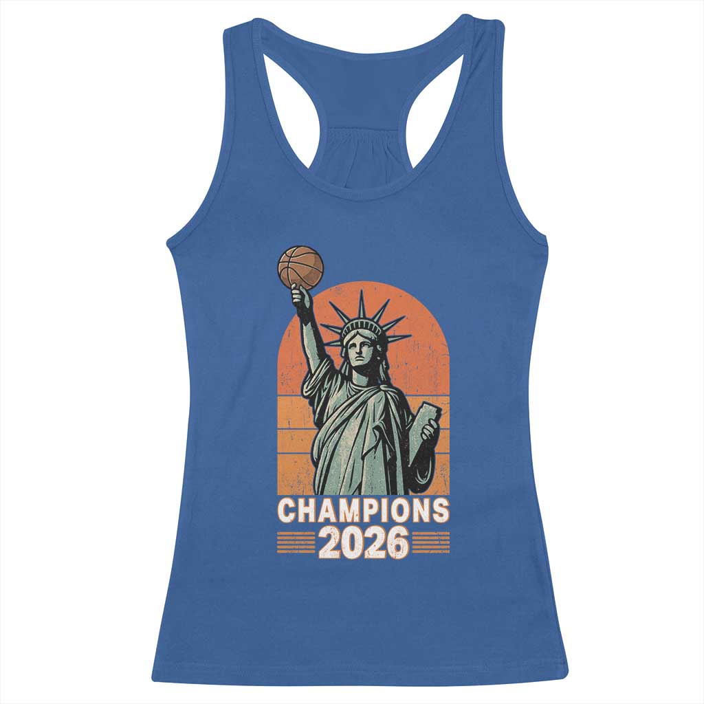 Vintage Statue Of Liberty Basketball Racerback Tank Top Champions 2026 New York Fan Gift
