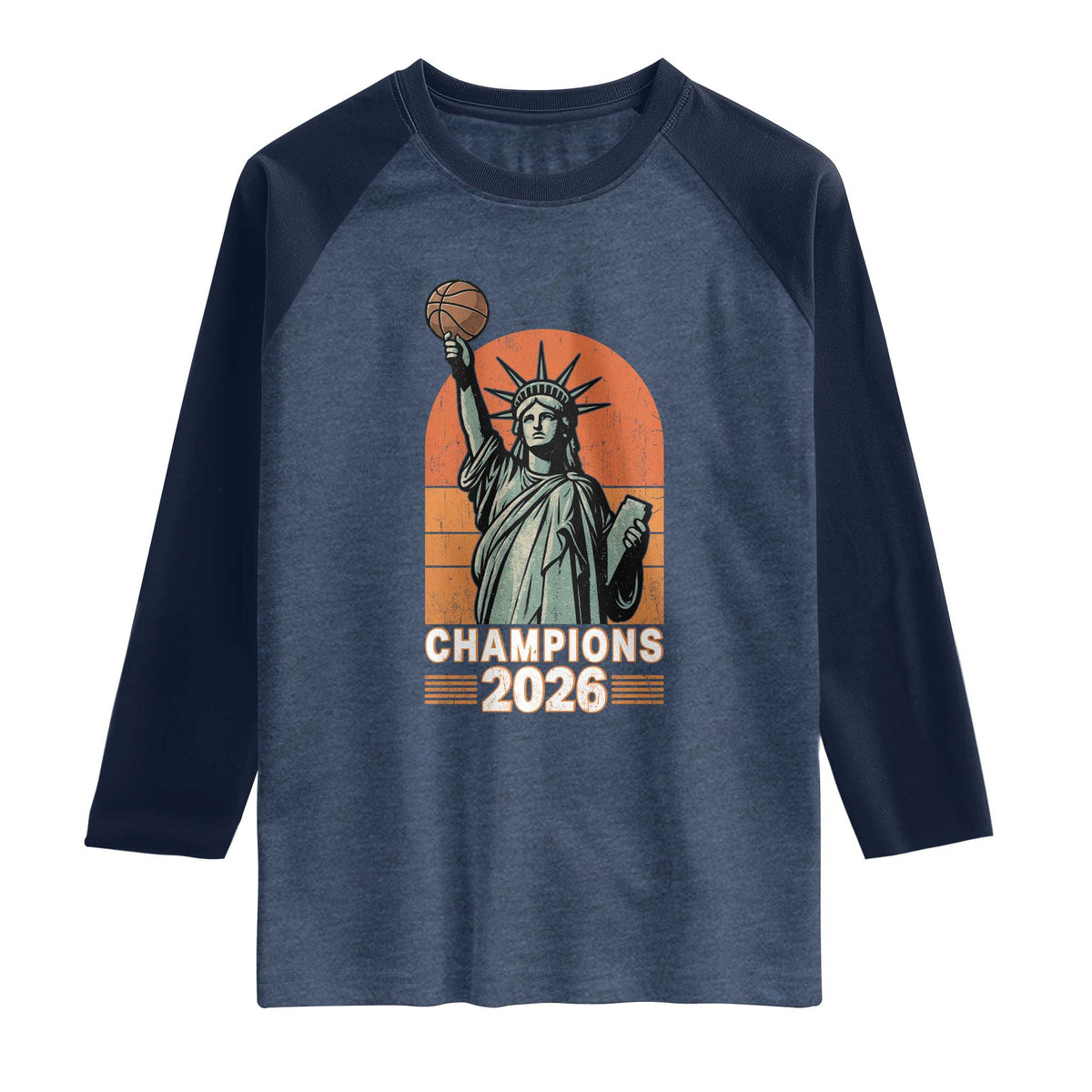 Vintage Statue Of Liberty Basketball Raglan Shirt Champions 2026 New York Fan Gift
