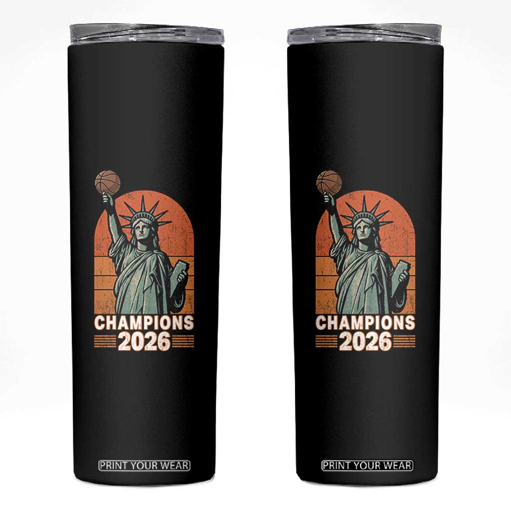 Vintage Statue Of Liberty Basketball Skinny Tumbler Champions 2026 New York Fan Gift
