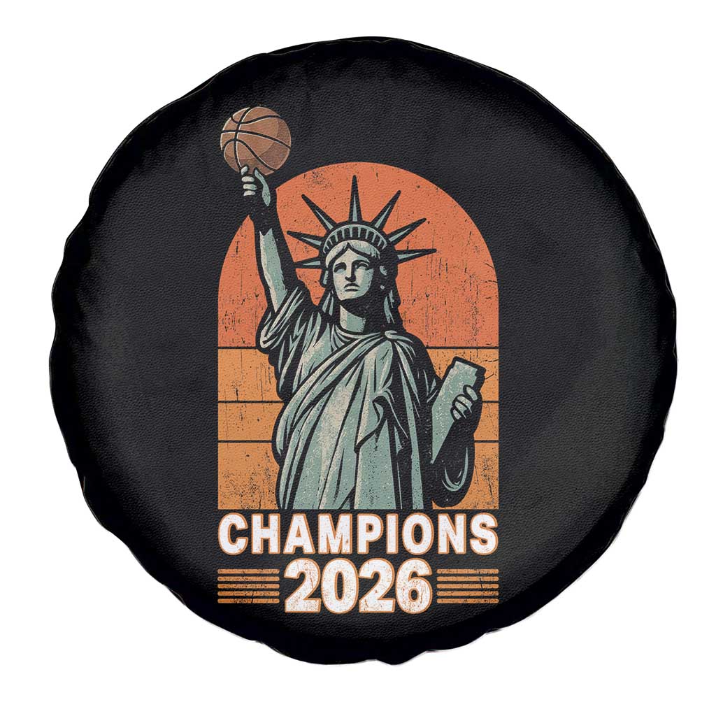 Vintage Statue Of Liberty Basketball Spare Tire Cover Champions 2026 New York Fan Gift