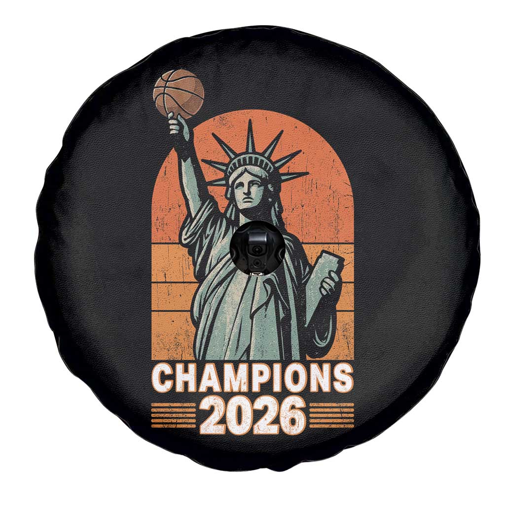 Vintage Statue Of Liberty Basketball Spare Tire Cover Champions 2026 New York Fan Gift