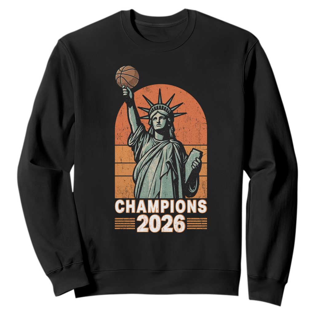 Vintage Statue Of Liberty Basketball Sweatshirt Champions 2026 New York Fan Gift TS12 Black Print Your Wear