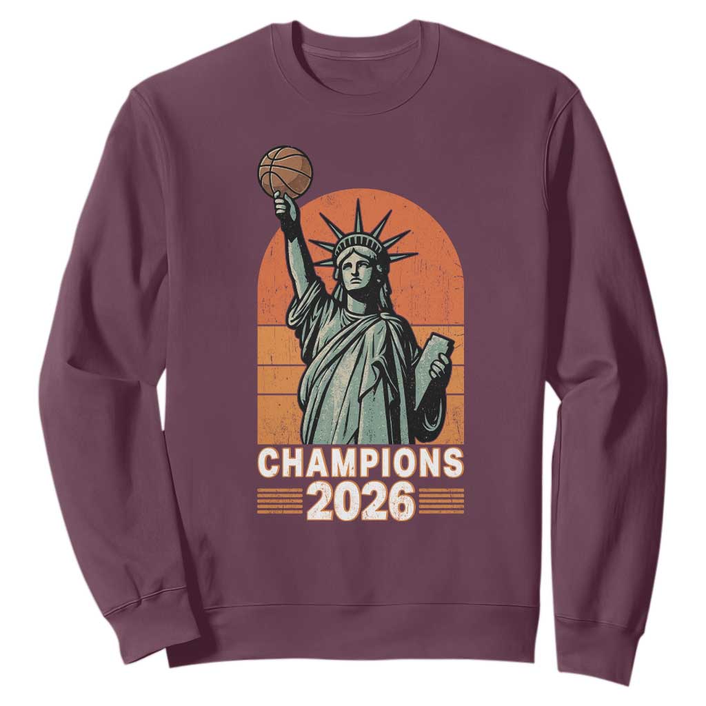Vintage Statue Of Liberty Basketball Sweatshirt Champions 2026 New York Fan Gift