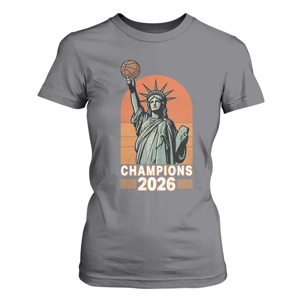 Vintage Statue Of Liberty Basketball T Shirt For Women Champions 2026 New York Fan Gift