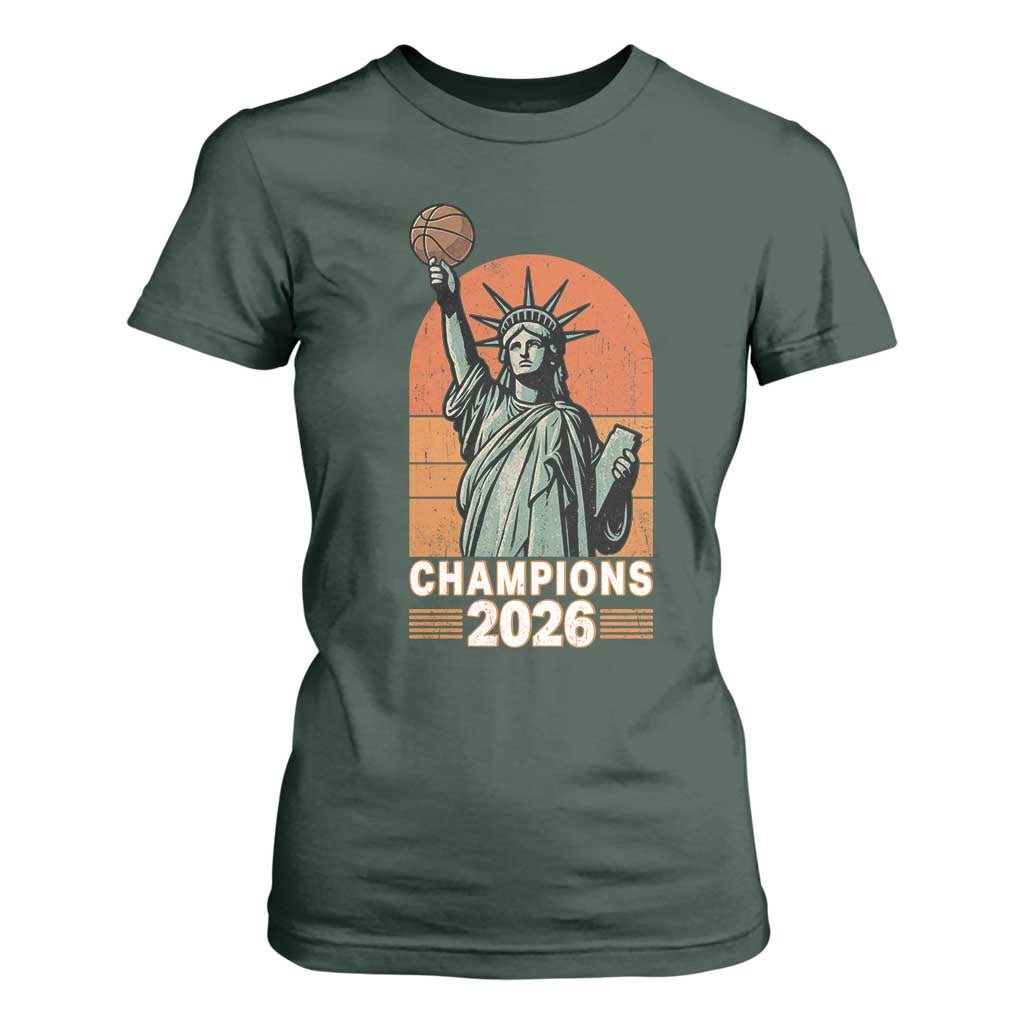 Vintage Statue Of Liberty Basketball T Shirt For Women Champions 2026 New York Fan Gift