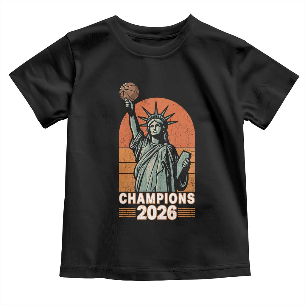 Vintage Statue Of Liberty Basketball Toddler T Shirt Champions 2026 New York Fan Gift