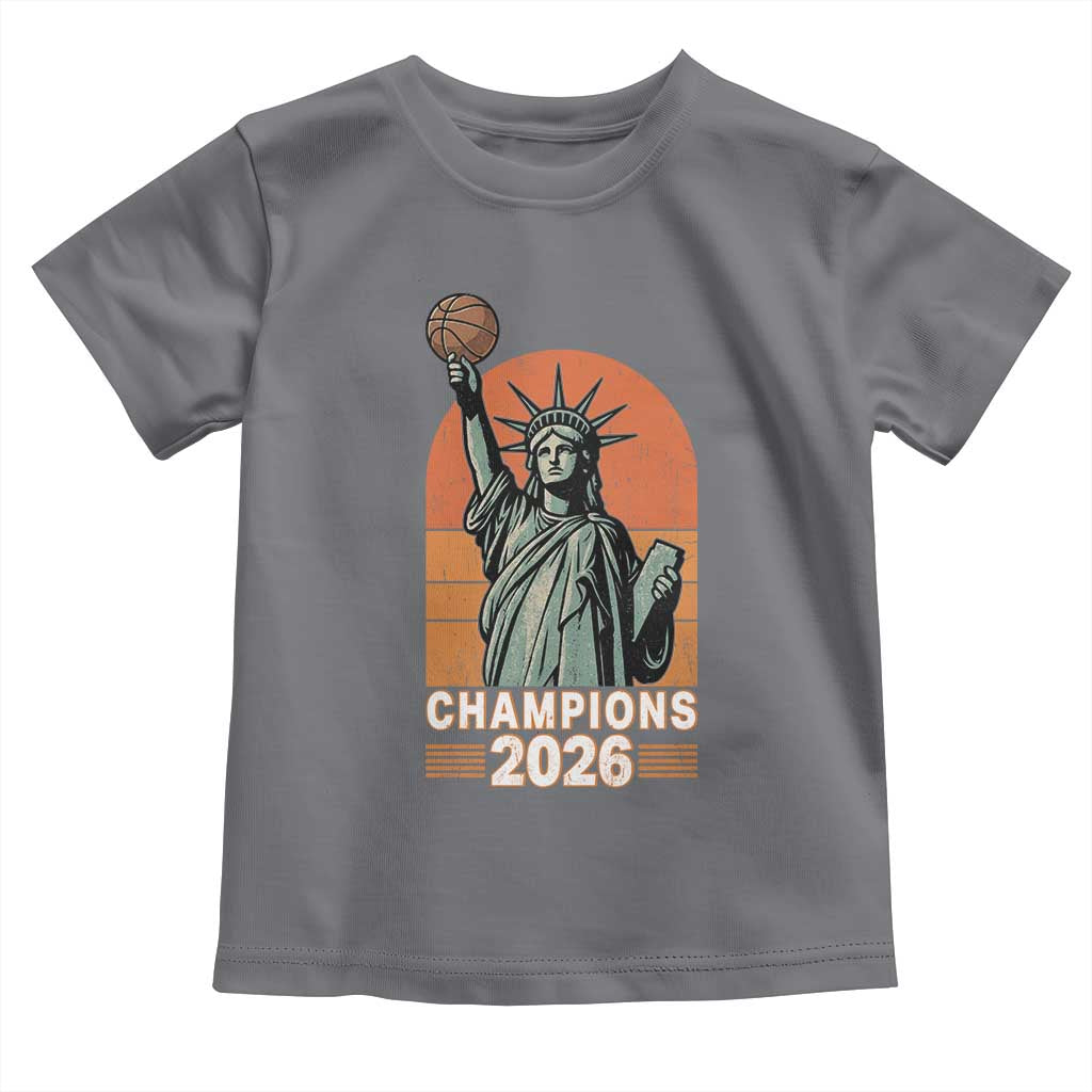 Vintage Statue Of Liberty Basketball Toddler T Shirt Champions 2026 New York Fan Gift