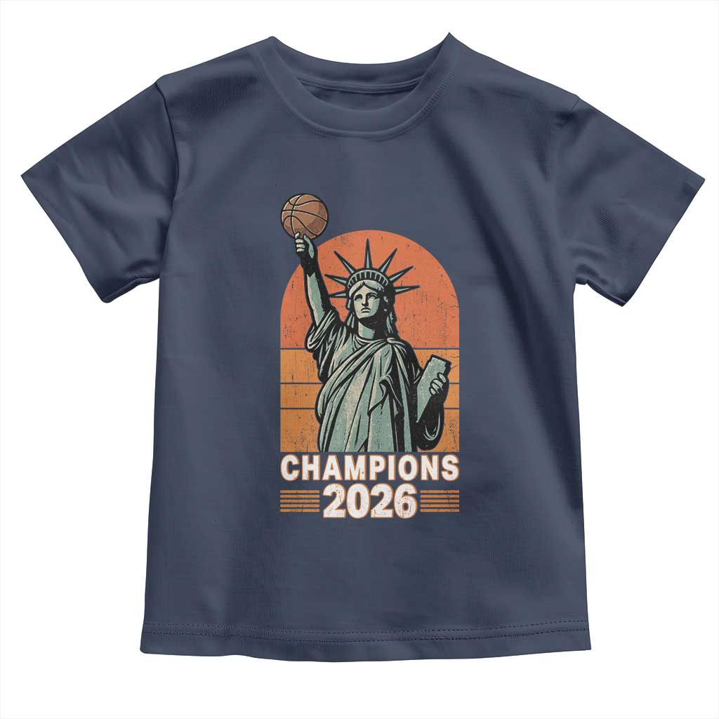 Vintage Statue Of Liberty Basketball Toddler T Shirt Champions 2026 New York Fan Gift