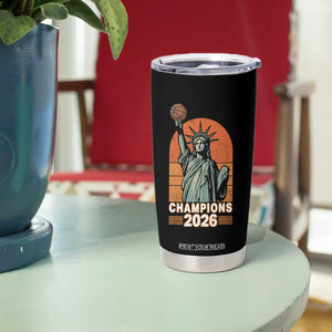 Vintage Statue Of Liberty Basketball Tumbler Cup Champions 2026 New York Fan Gift