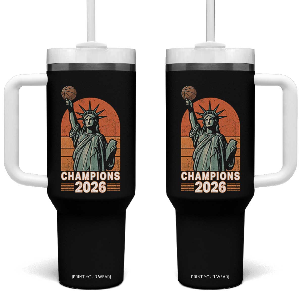 Vintage Statue Of Liberty Basketball Tumbler With Handle Champions 2026 New York Fan Gift