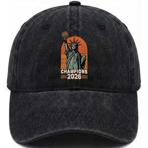 Vintage Statue Of Liberty Basketball Washed Cotton Baseball Cap Champions 2026 New York Fan Gift