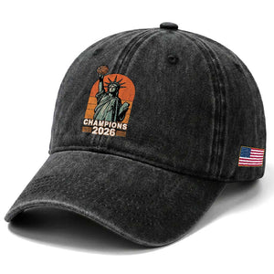 Vintage Statue Of Liberty Basketball Washed Cotton Baseball Cap Champions 2026 New York Fan Gift