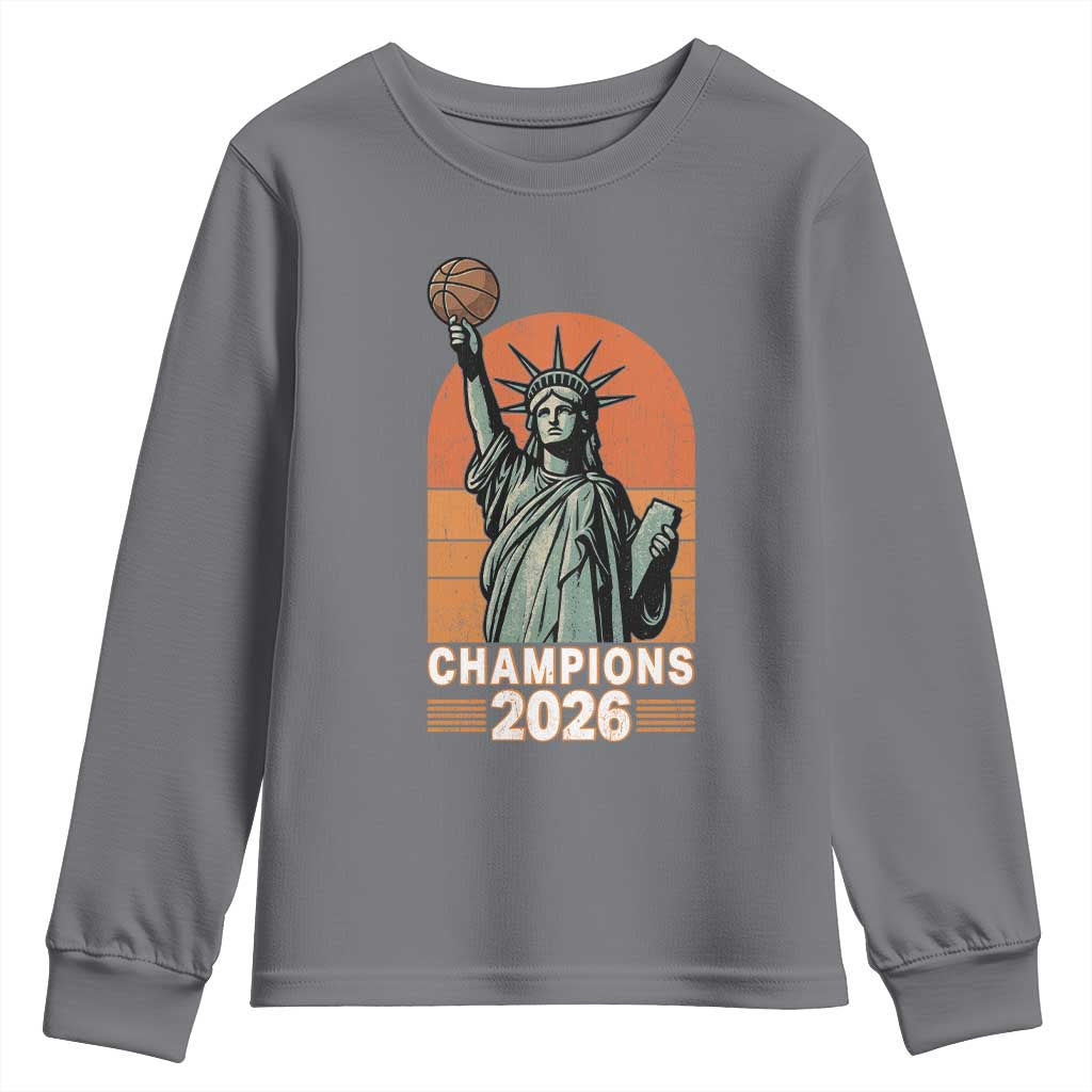 Vintage Statue Of Liberty Basketball Youth Sweatshirt Champions 2026 New York Fan Gift