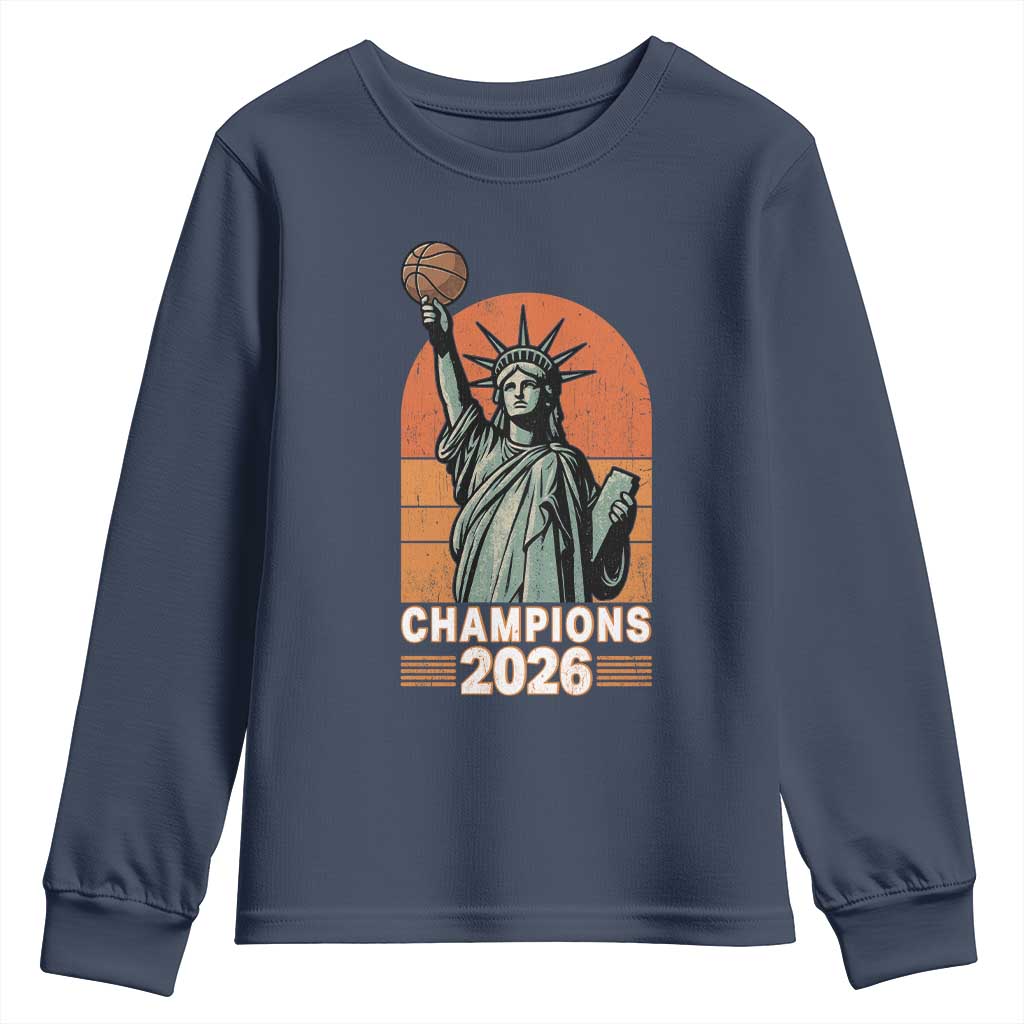 Vintage Statue Of Liberty Basketball Youth Sweatshirt Champions 2026 New York Fan Gift