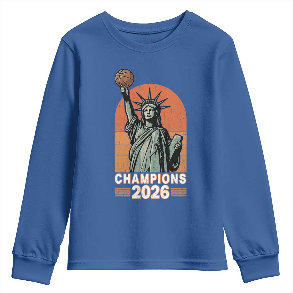 Vintage Statue Of Liberty Basketball Youth Sweatshirt Champions 2026 New York Fan Gift