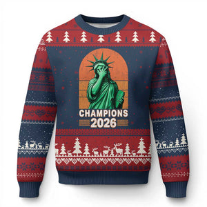 Vintage Statue Of Liberty Champions 2026 Ugly Christmas Sweater New York Pride