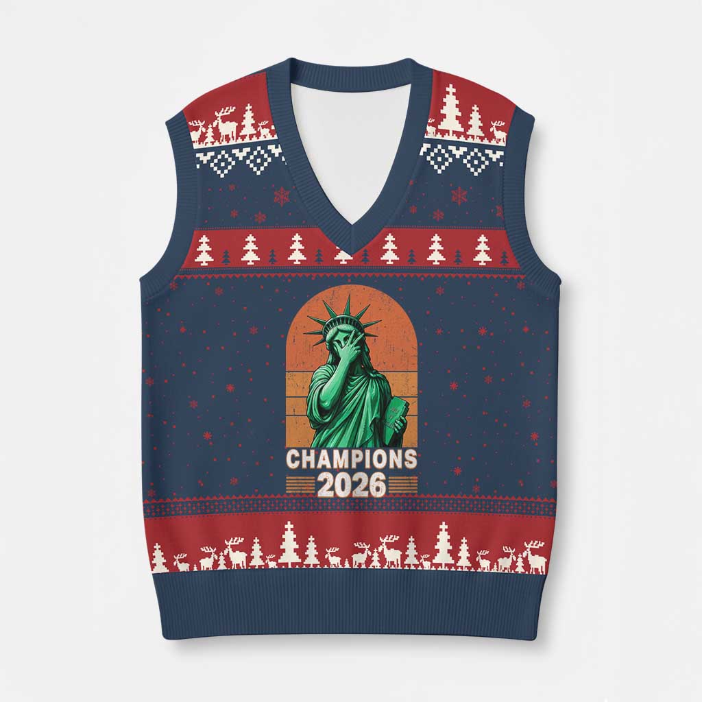 Vintage Statue Of Liberty Champions 2026 V-Neck Knit Sweater Vest New York Pride
