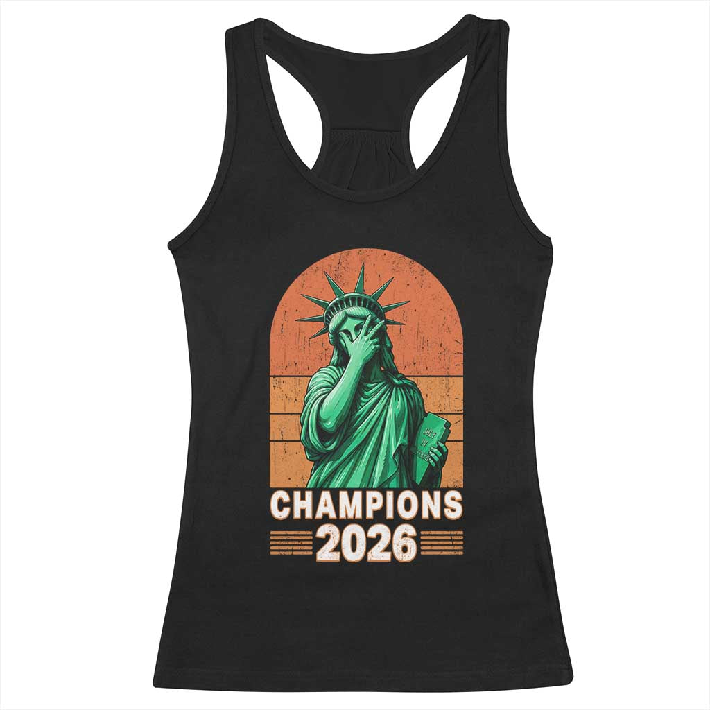 Vintage Statue Of Liberty Champions 2026 Racerback Tank Top New York Pride