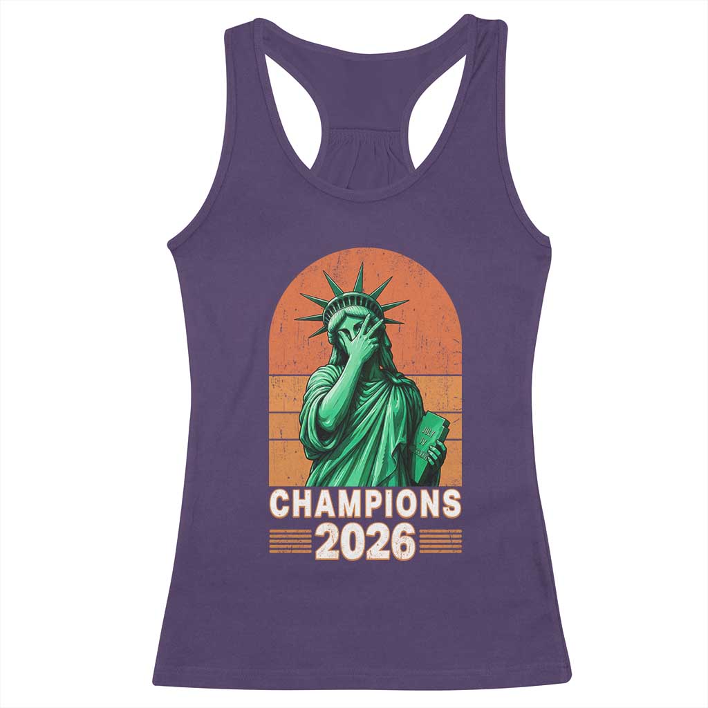 Vintage Statue Of Liberty Champions 2026 Racerback Tank Top New York Pride