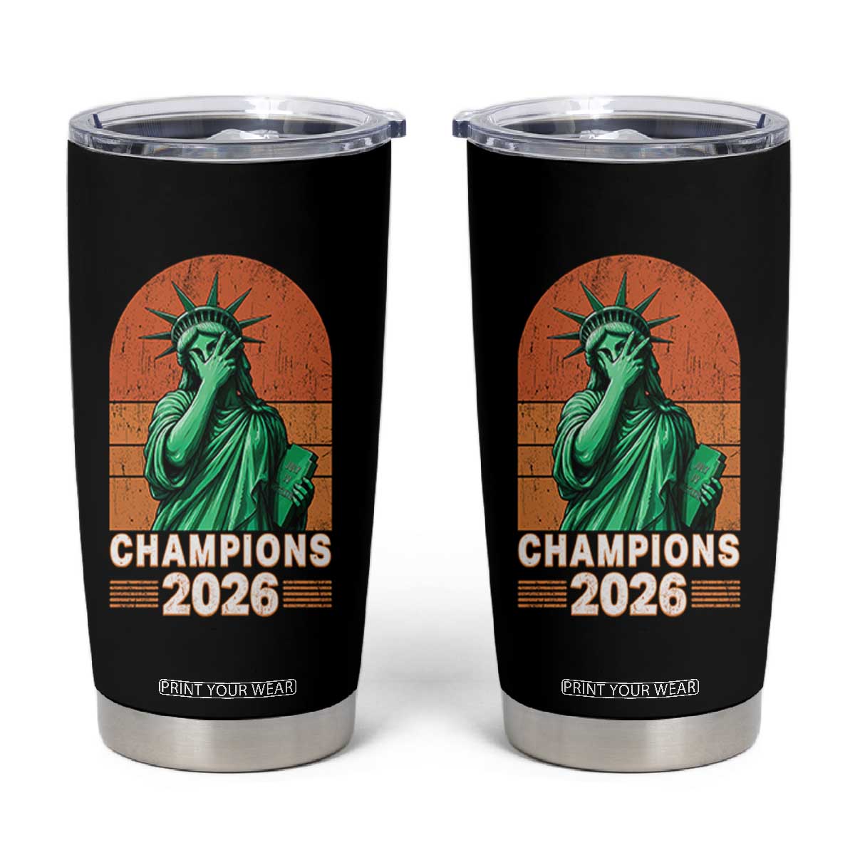 Vintage Statue Of Liberty Champions 2026 Tumbler Cup New York Pride TS12 Black Print Your Wear