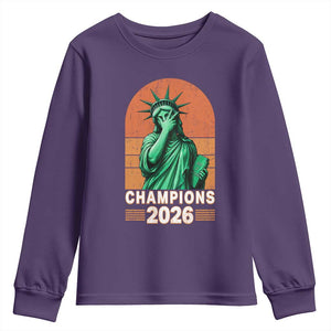 Vintage Statue Of Liberty Champions 2026 Youth Sweatshirt New York Pride