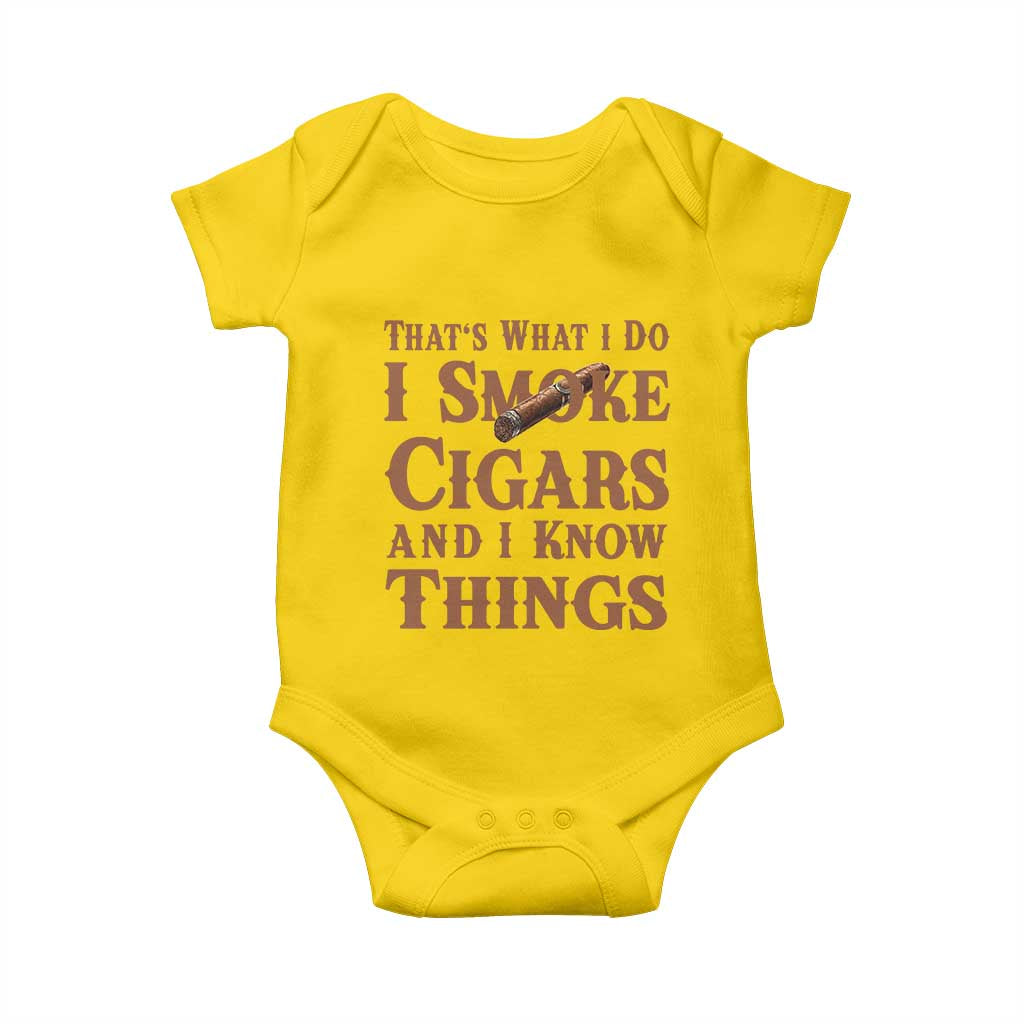 Cigar Lovers Baby Onesie Thats What I Do I Smoke Cigars And I Know Things TS12 Daisy Print Your Wear