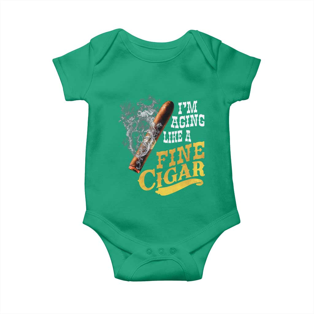 Cigar Lovers Baby Onesie I Am Aging Like A Fine Cigar TS12 Irish Green Print Your Wear