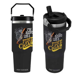 Cigar Lovers Flip Straw Tumbler I Am Aging Like A Fine Cigar TS12 One Size: 30 oz Black Print Your Wear