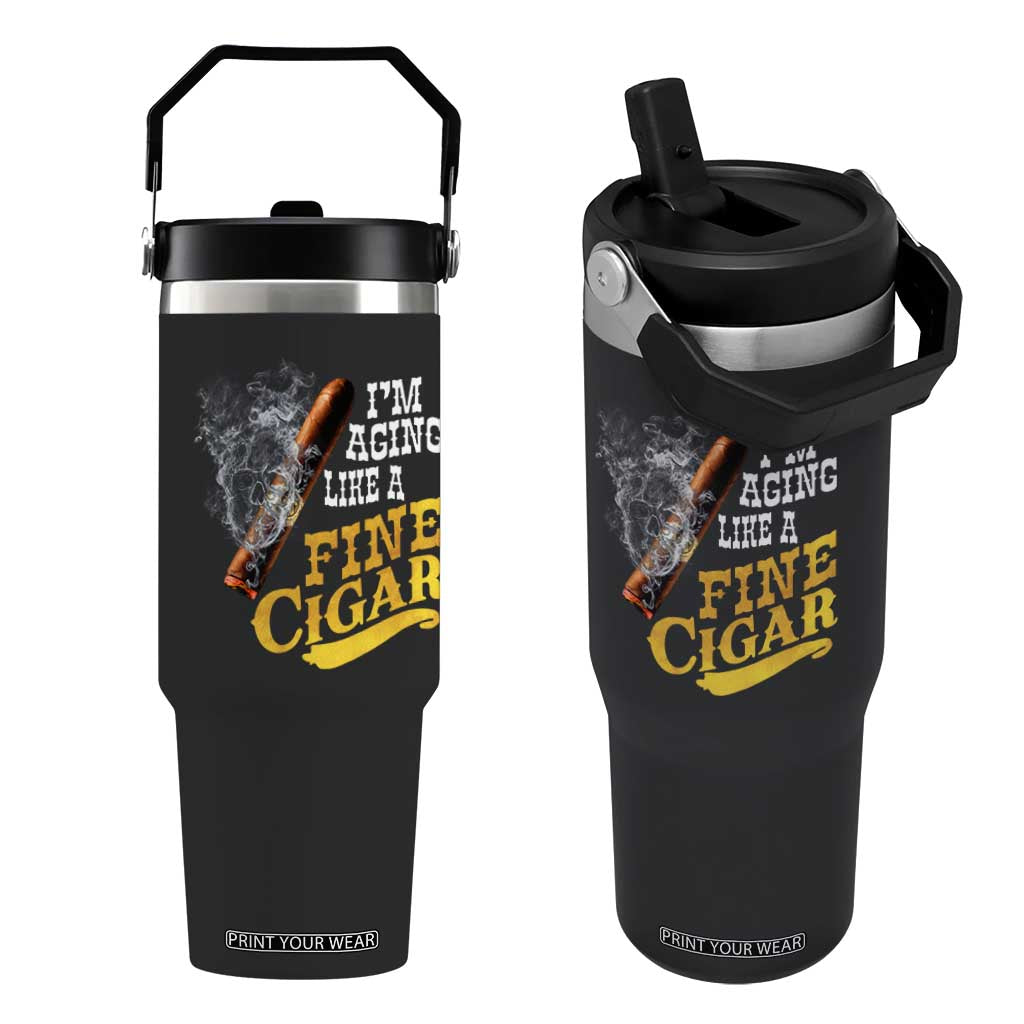 Cigar Lovers Flip Straw Tumbler I Am Aging Like A Fine Cigar TS12 One Size: 30 oz Black Print Your Wear