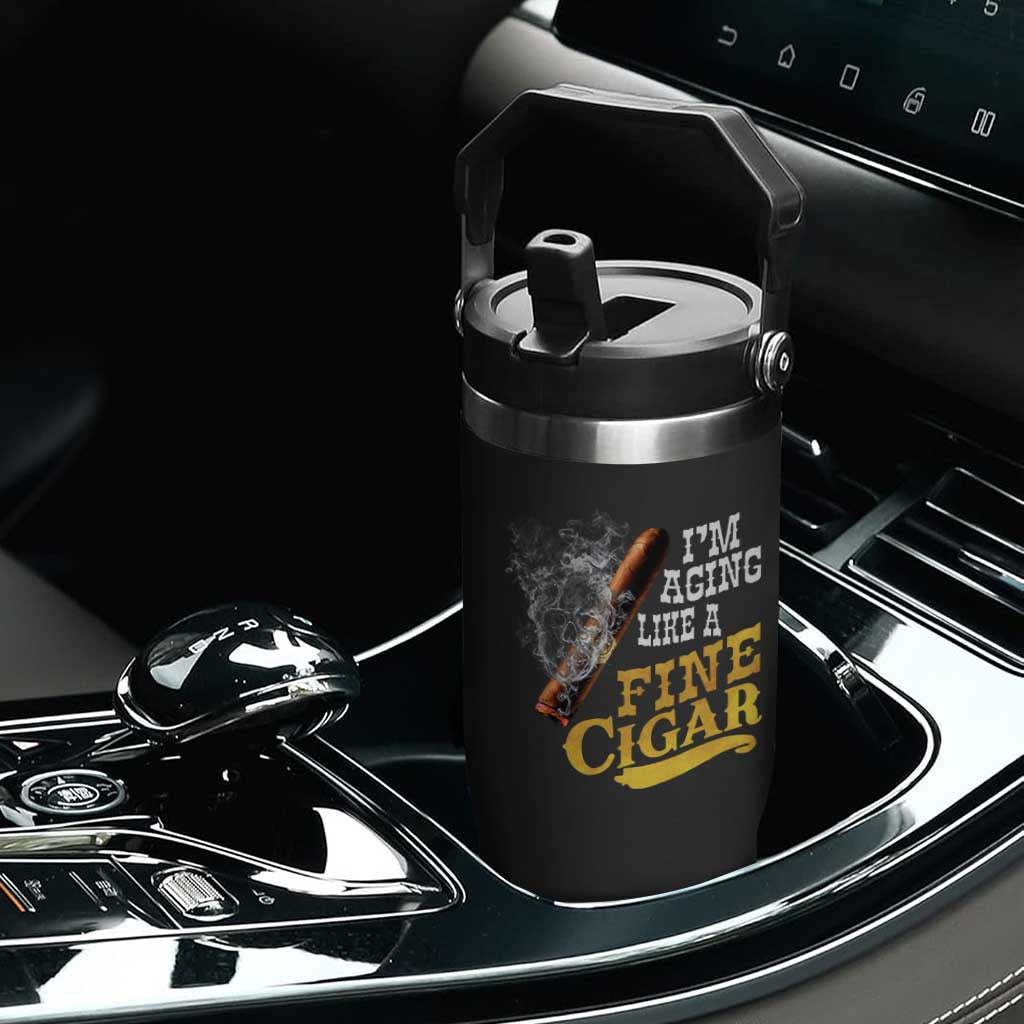 Cigar Lovers Flip Straw Tumbler I Am Aging Like A Fine Cigar TS12 Print Your Wear