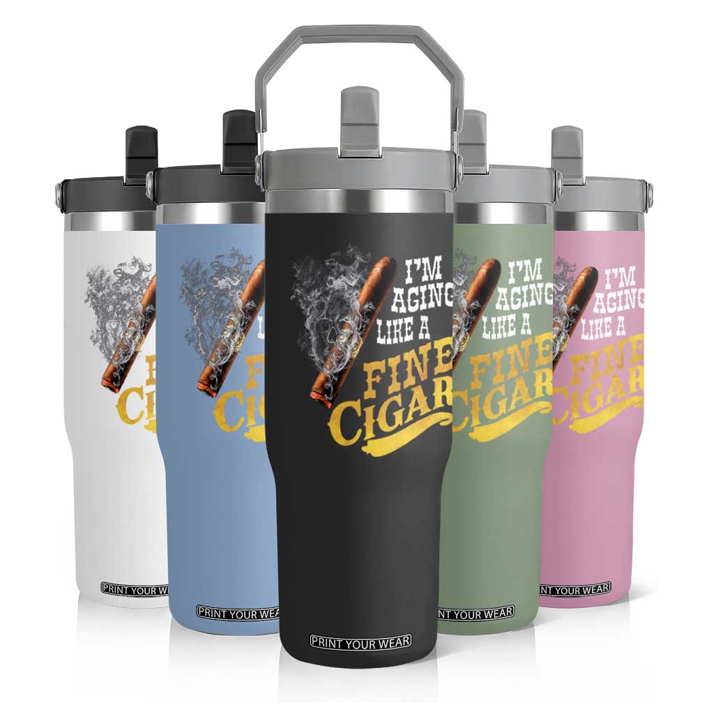 Cigar Lovers Flip Straw Tumbler I Am Aging Like A Fine Cigar TS12 Print Your Wear