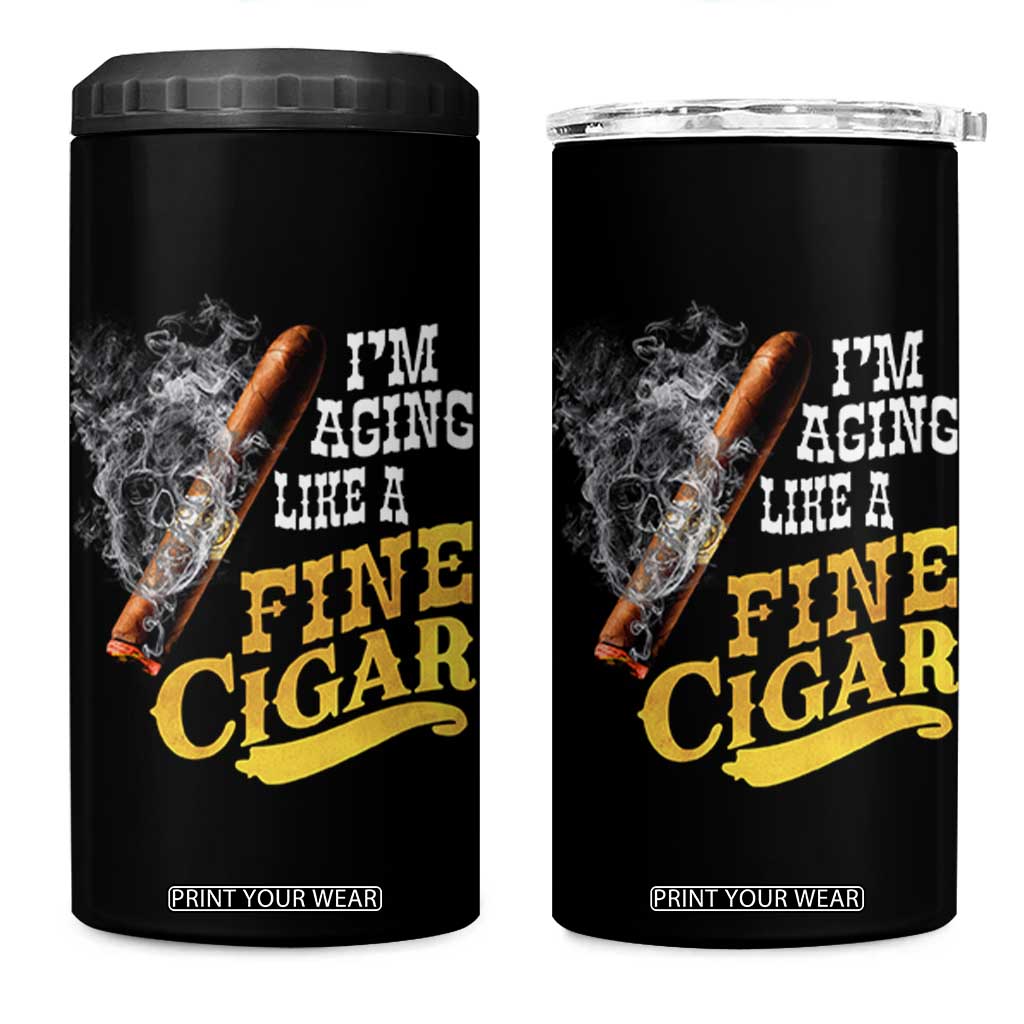 Cigar Lovers 4 in 1 Can Cooler Tumbler I Am Aging Like A Fine Cigar TS12 One Size: 16 oz Black Print Your Wear