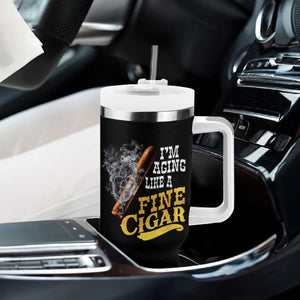 Cigar Lovers Tumbler With Handle I Am Aging Like A Fine Cigar TS12 Print Your Wear