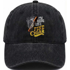 Cigar Lovers Washed Cotton Baseball Cap I Am Aging Like A Fine Cigar TS12 Print Your Wear
