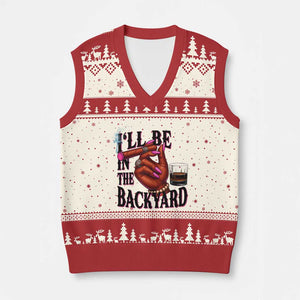 Bourbon And Cigar Lover V-Neck Knit Sweater Vest I Will Be In The Backyard TS12 Beige Red Print Your Wear