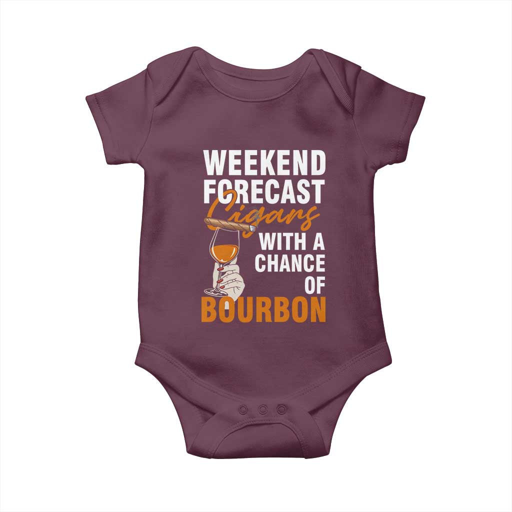 Weekend Forecast Cigars And Bourbon Baby Onesie Gift For Women TS12 Maroon Print Your Wear